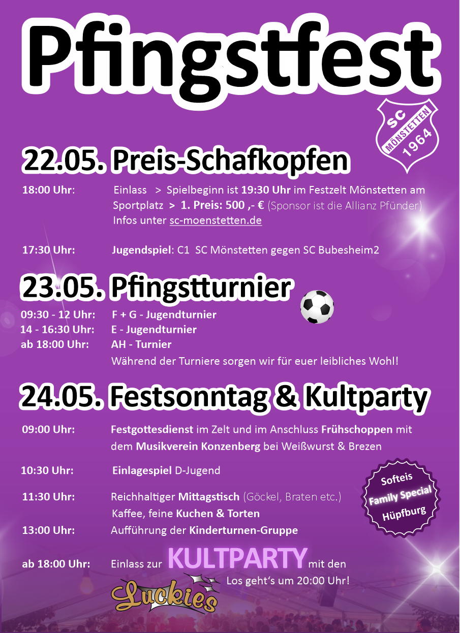 Programm Pfingstfest SC Mönstetten 2026